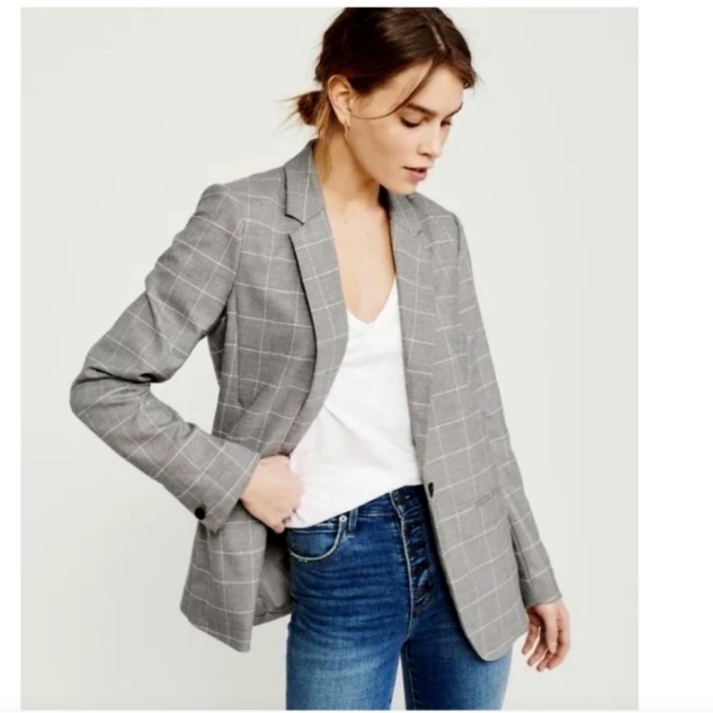 A&F Women's Gray Plaid Blazer